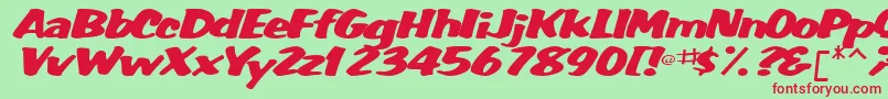 WummerlinscriptsskBolditalic Font – Red Fonts on Green Background