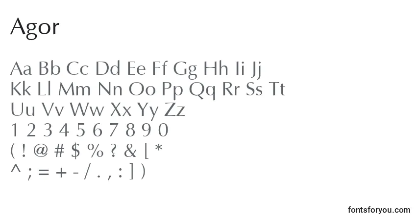 Schriftart Agor – Alphabet, Zahlen, spezielle Symbole