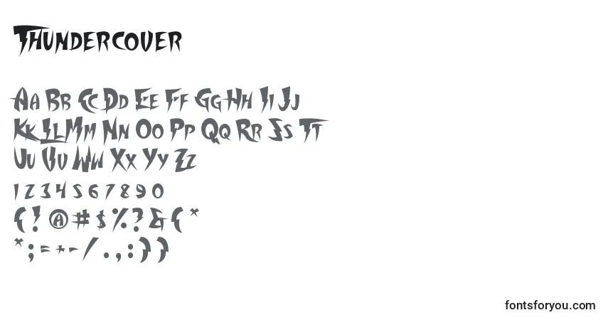 Schriftart Thundercover – Alphabet, Zahlen, spezielle Symbole