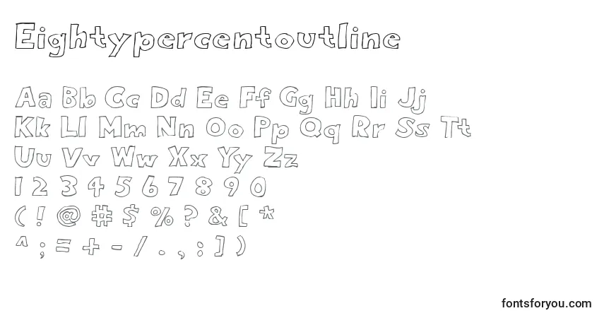 Eightypercentoutline-fontti – aakkoset, numerot, erikoismerkit