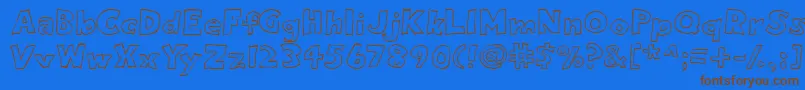 Eightypercentoutline-Schriftart – Braune Schriften auf blauem Hintergrund