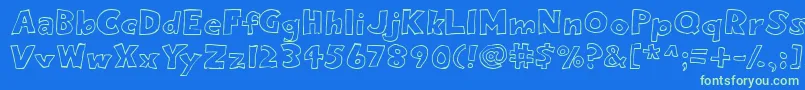 Eightypercentoutline-Schriftart – Grüne Schriften auf blauem Hintergrund