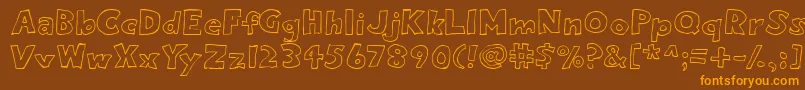 Eightypercentoutline-Schriftart – Orangefarbene Schriften auf braunem Hintergrund