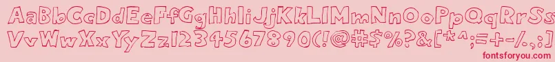 Eightypercentoutline-Schriftart – Rote Schriften auf rosa Hintergrund