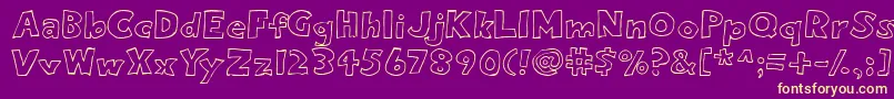 Fonte Eightypercentoutline – fontes amarelas em um fundo roxo