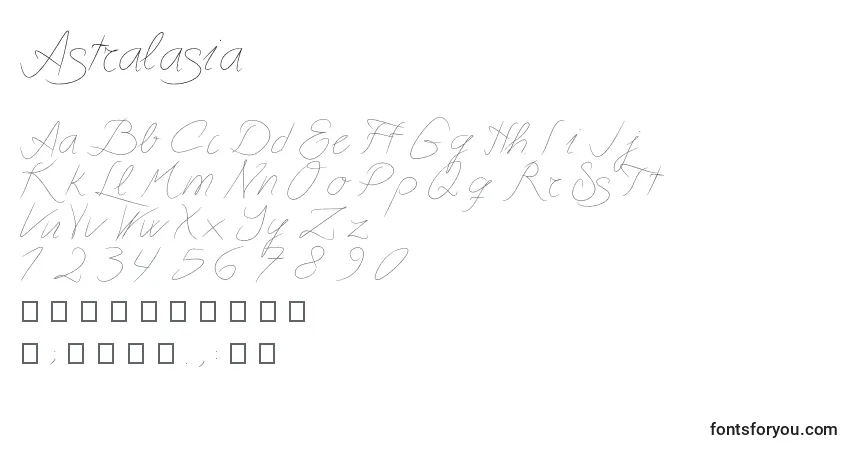 Schriftart Astralasia (33389) – Alphabet, Zahlen, spezielle Symbole