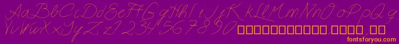 Astralasia-Schriftart – Orangefarbene Schriften auf violettem Hintergrund