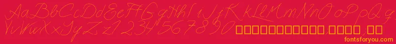 Astralasia-Schriftart – Orangefarbene Schriften auf rotem Hintergrund