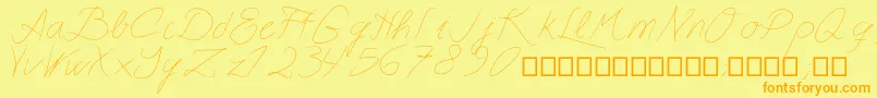 Astralasia-fontti – oranssit fontit keltaisella taustalla