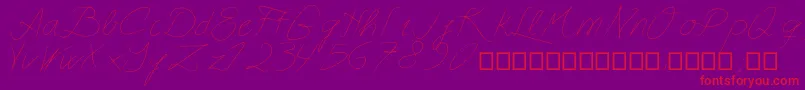 Czcionka Astralasia – czerwone czcionki na fioletowym tle