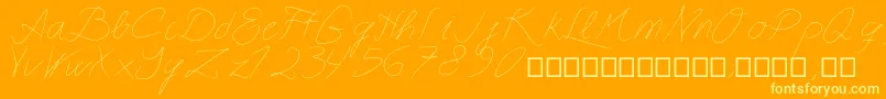 Astralasia-Schriftart – Gelbe Schriften auf orangefarbenem Hintergrund