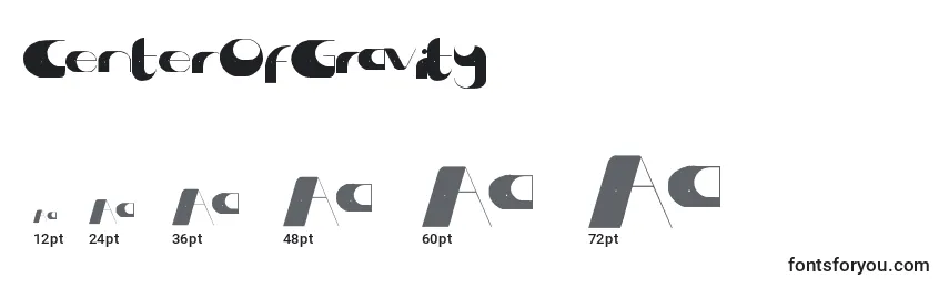 Размеры шрифта CenterOfGravity
