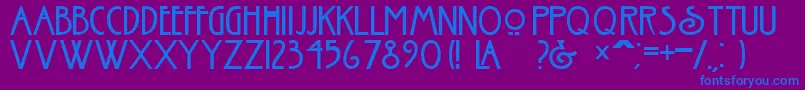 NouveauRegular Font – Blue Fonts on Purple Background