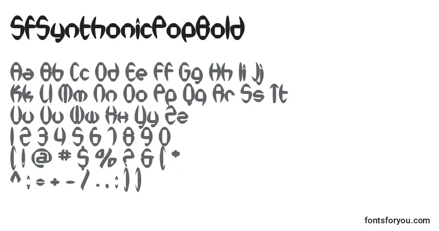 Czcionka SfSynthonicPopBold – alfabet, cyfry, specjalne znaki