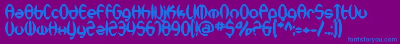 SfSynthonicPopBold-Schriftart – Blaue Schriften auf violettem Hintergrund