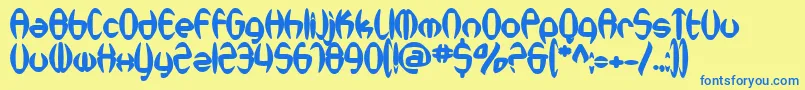 SfSynthonicPopBold Font – Blue Fonts on Yellow Background