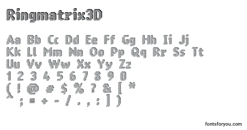Schriftart Ringmatrix3D – Alphabet, Zahlen, spezielle Symbole