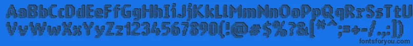 Ringmatrix3D-Schriftart – Schwarze Schriften auf blauem Hintergrund