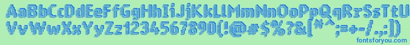 フォントRingmatrix3D – 青い文字は緑の背景です。