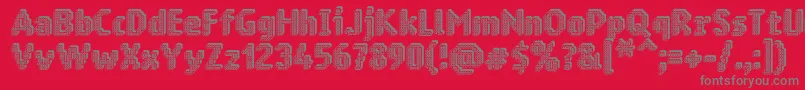 Ringmatrix3D-fontti – harmaat kirjasimet punaisella taustalla
