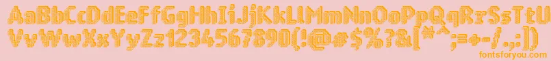 フォントRingmatrix3D – オレンジの文字がピンクの背景にあります。