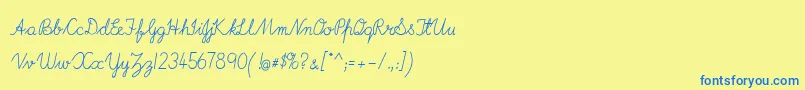 ImransSchool2A Font – Blue Fonts on Yellow Background