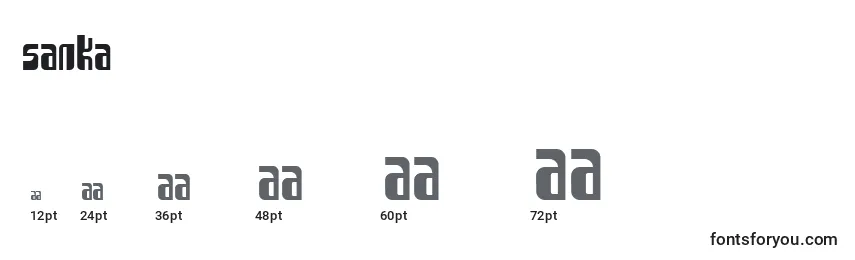 Размеры шрифта Sanka
