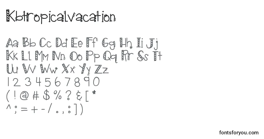 Schriftart Kbtropicalvacation – Alphabet, Zahlen, spezielle Symbole