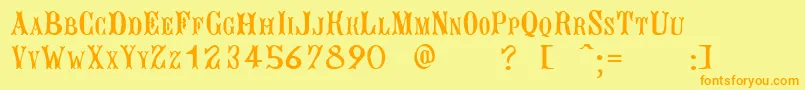 BujardetFreresUnregistered-Schriftart – Orangefarbene Schriften auf gelbem Hintergrund