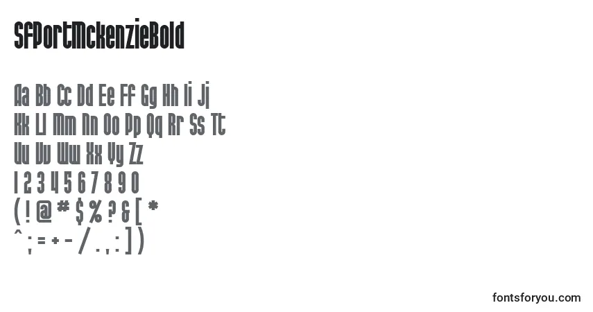 Шрифт SfPortMckenzieBold – алфавит, цифры, специальные символы