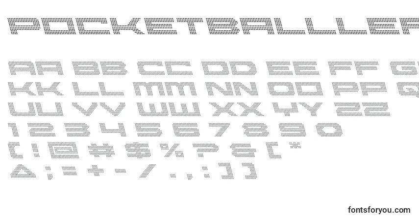 Schriftart Pocketballleft – Alphabet, Zahlen, spezielle Symbole
