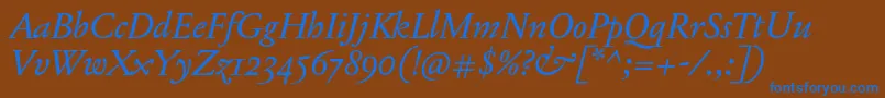 JannonTModerneOtItalic Font – Blue Fonts on Brown Background