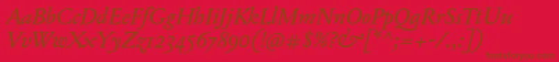 JannonTModerneOtItalic Font – Brown Fonts on Red Background