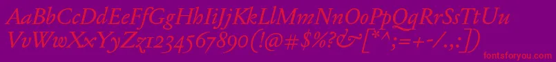 JannonTModerneOtItalic Font – Red Fonts on Purple Background