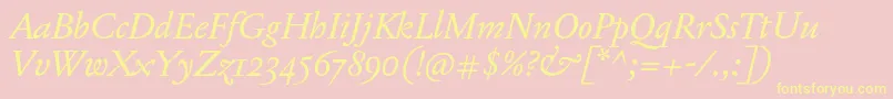 JannonTModerneOtItalic Font – Yellow Fonts on Pink Background