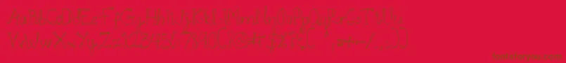 DjbDoodlEDoo Font – Brown Fonts on Red Background