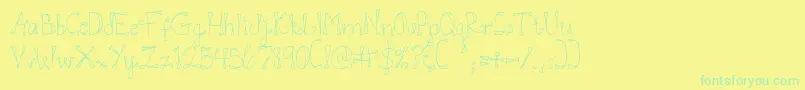 DjbDoodlEDoo Font – Green Fonts on Yellow Background