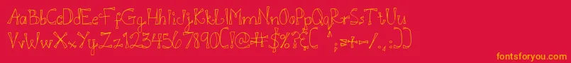 DjbDoodlEDoo Font – Orange Fonts on Red Background