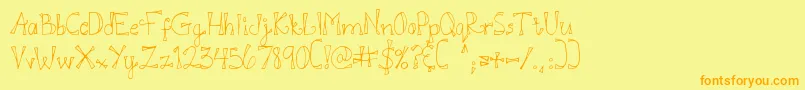 DjbDoodlEDoo Font – Orange Fonts on Yellow Background