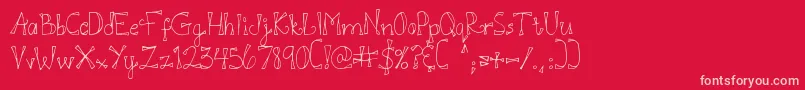 DjbDoodlEDoo Font – Pink Fonts on Red Background