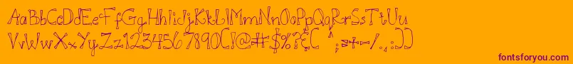 DjbDoodlEDoo Font – Purple Fonts on Orange Background