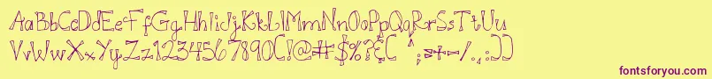 DjbDoodlEDoo Font – Purple Fonts on Yellow Background