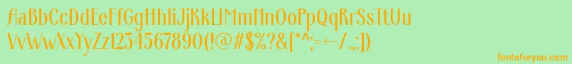 フォントArdecoWebfont – オレンジの文字が緑の背景にあります。