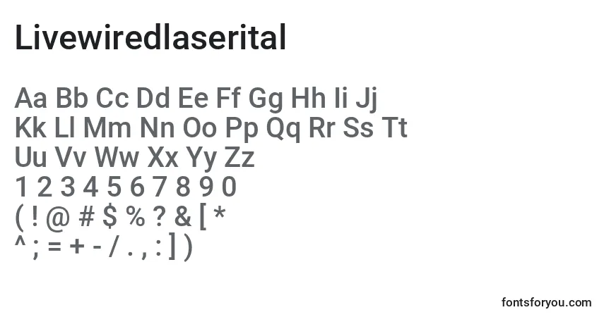 Czcionka Livewiredlaserital – alfabet, cyfry, specjalne znaki