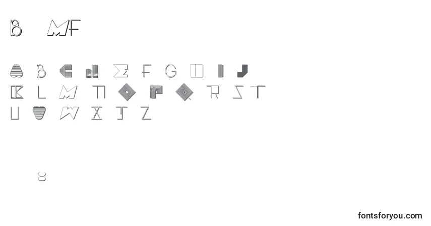 Czcionka BossMFour – alfabet, cyfry, specjalne znaki