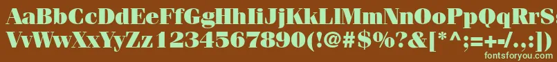 フォントCompendiumBlackSsiBlack – 緑色の文字が茶色の背景にあります。