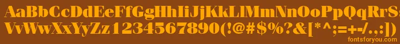 フォントCompendiumBlackSsiBlack – オレンジ色の文字が茶色の背景にあります。