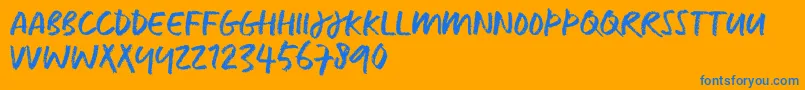 CaputTrial-Schriftart – Blaue Schriften auf orangefarbenem Hintergrund