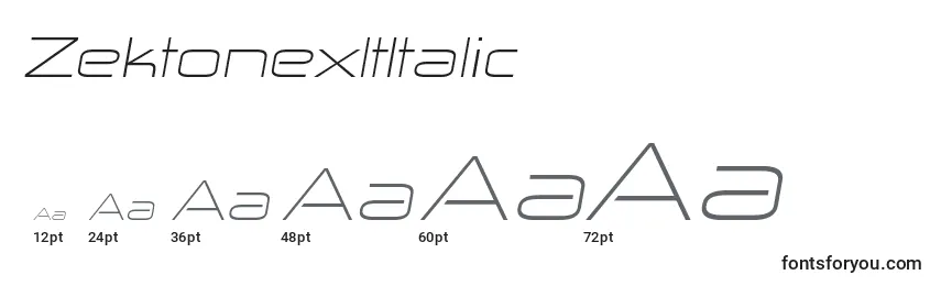 Размеры шрифта ZektonexltItalic