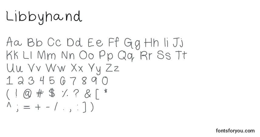 A fonte Libbyhand – alfabeto, números, caracteres especiais